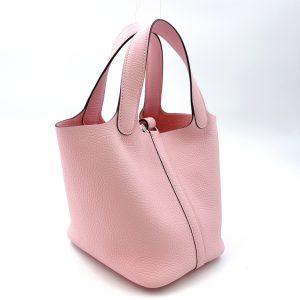 HERMES ピコタンロック W刻印 トリヨンレザー ライトピンク ハンドバッグ シルバー