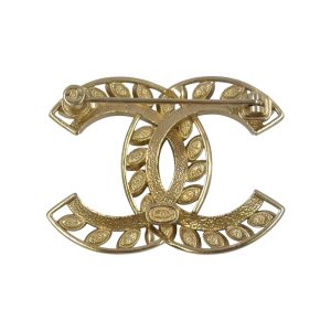 CHANEL ココマーク ストラス メタル×カラーストーン クリア×ゴールド ブローチ
